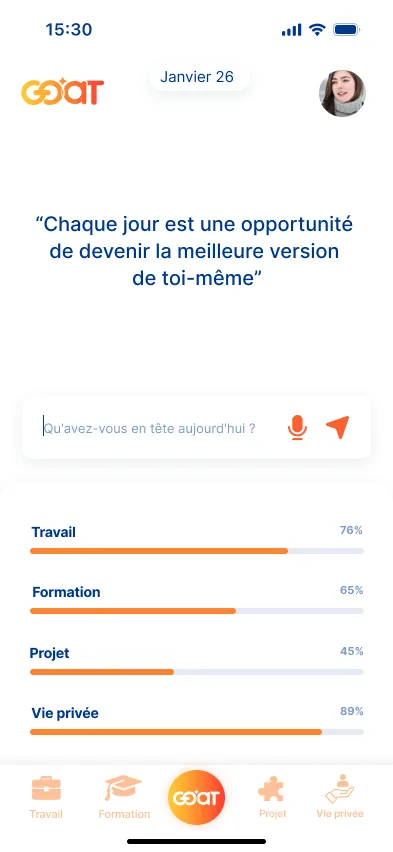 The Goat — écran d’accueil de l’application